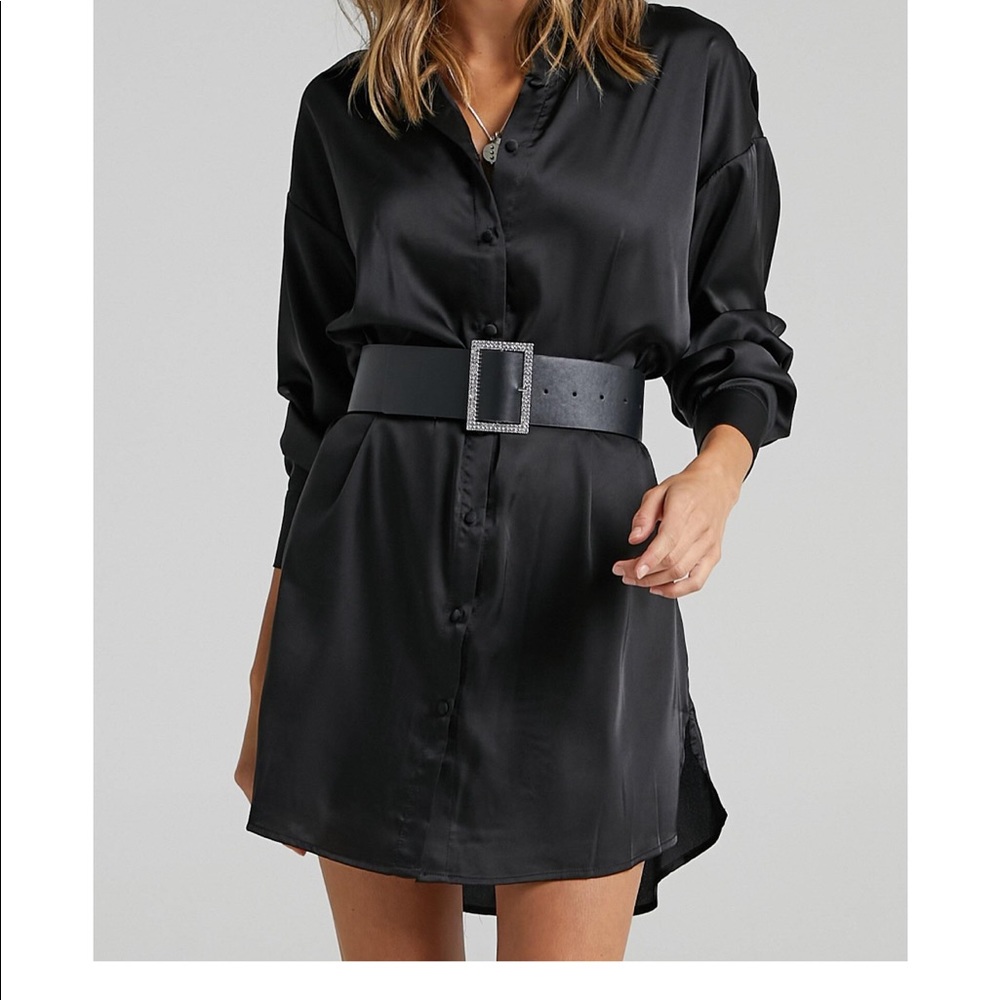 black satin dress